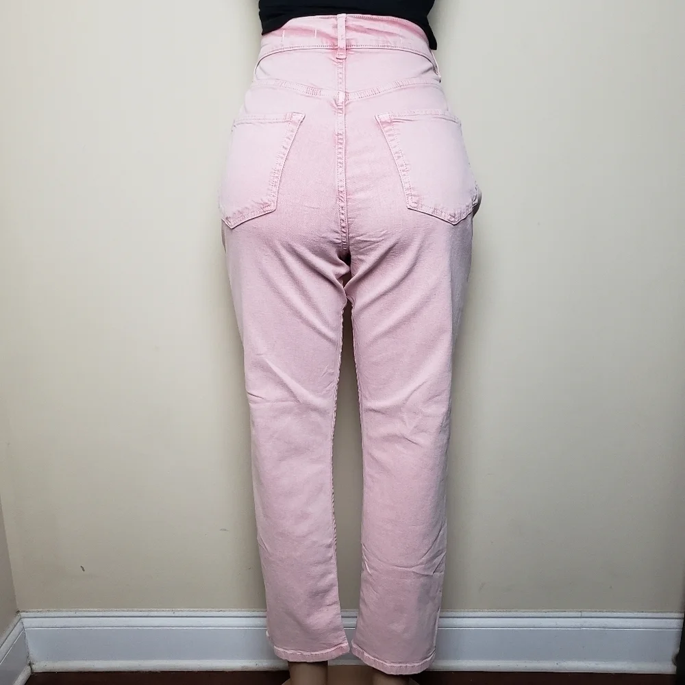 PILCRO Ultra High-Rise Acid Wash Pink  Straight Jeans